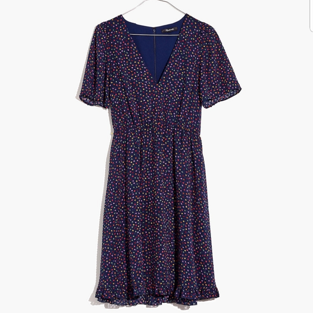 Madewell Flutter-Sleeve Ruffle-Hem Dress